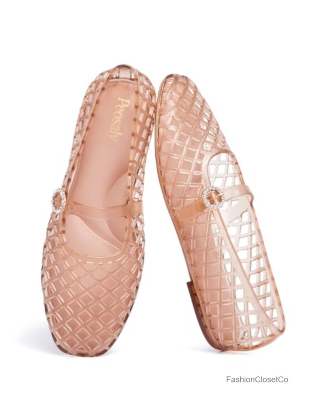 Women's Mary Jane Jelly Flats Sandals - Comfortable Ballerina Shoes with Buckle